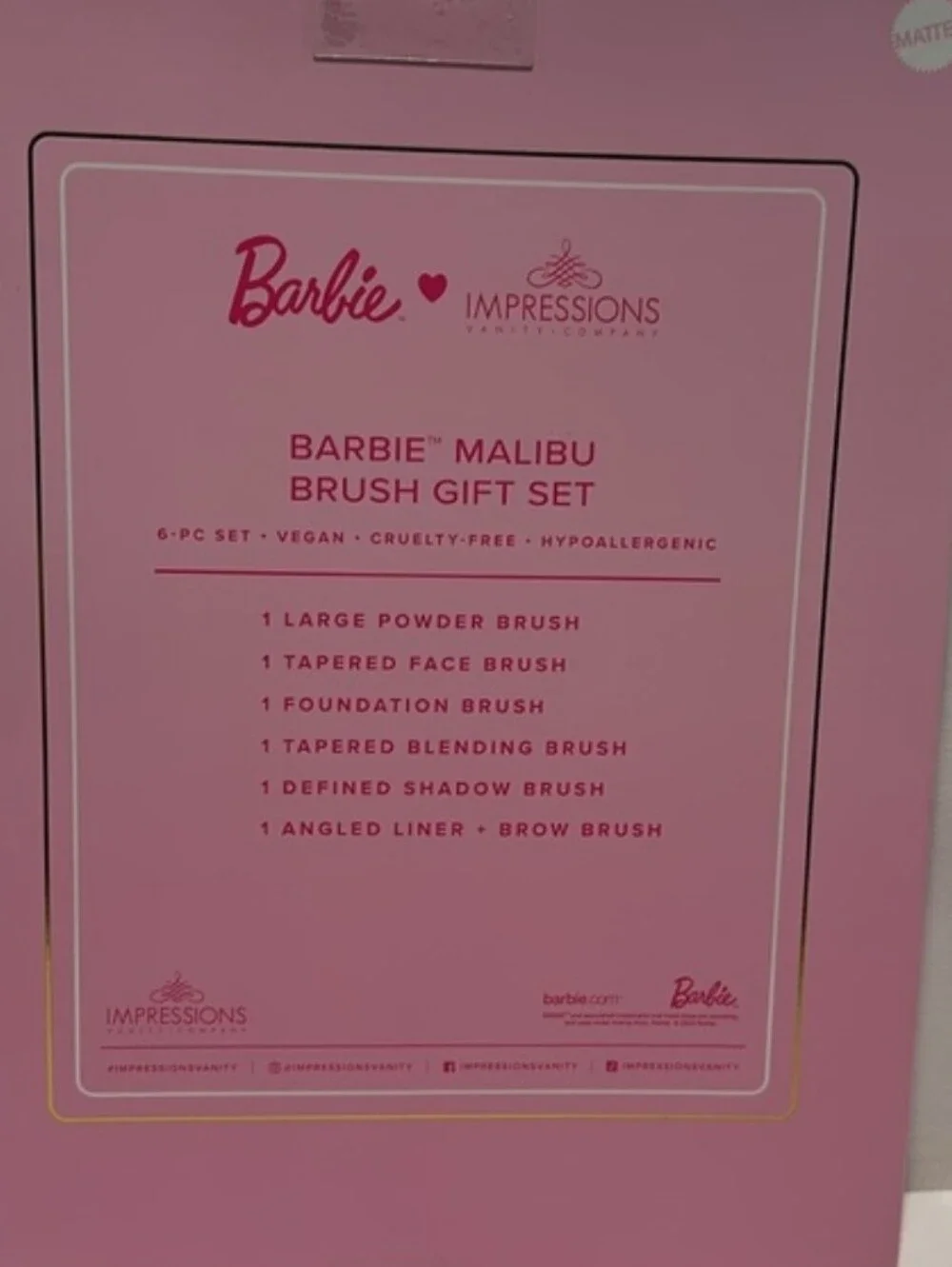 Barbie Pink and Gold Makeup Brush Set with Palm Pouch